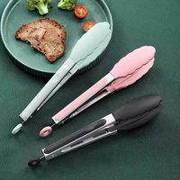 Silicone Food Tong Stainless Steel Kitchen Tongs Silicone Non-slip Cooking Clip Clamp BBQ Salad Tools Grill Kitchen Accessories
