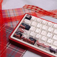 Red Black Custom Keycaps Set,141 Keys Cherry Profile Dye Sublimation PBT Key Caps For MX Switches Garming Mechanical Keyboards
