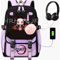 Anime Demon Slayer nezuko kamado Backpack USB Charge Capacity Laptop Students School Bags Sports Travel Casual Mochila Escolar