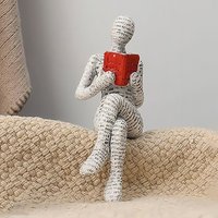 1Pc, Reading Paper Pulp Woman Thinker Statue Decoration, Creative Art Design Modern Home Office Bookshelf Cabinet Accessories