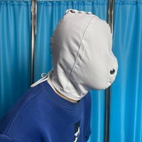 White Cotton Patient Head Cap Full Coverage Nursing Aid Adjustable Drawstring Medical Face Mask Breathable Patient Head Cover image 3
