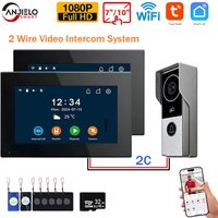 ANJIELO Tuya Smart 1080P2 Wire Visiophone Doorbell Video Intercom SystemHome Metal DoorPhone Support IP Camera Safety protection