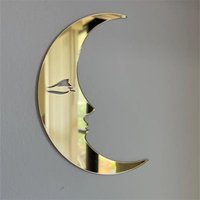 Vintage Acrylic Gold Mirror Crescent Wall Art Moon Mirror Home Art Decoration Living Room Wall Mirror Gold/Silver Acrylic Mirror Sign Decoration
