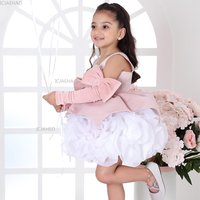 Formal New Pink Dress Satin Children Girls Princess Party Dress Sleeveless Tulle Puffy Gown for Kids Birthday Pageant Costumes