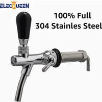 100% Full Stainless Steel Beer Faucet, Homebrew Italian Beer Tap Adjustable Flow Control with SS304 100mm Faucet Shanks