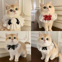 Cute Bow Fairy Cat Drool Bib Princess Lace Collar Bell Necklace Bib Dog Scarf Pet Collar With Bell Pet Supplies Accessories