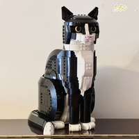 Sales promotion Tuxedo Cat Building Blocks Bricks Creative Cartoon Animal Assembly Toys Adult Birthday Holiday Gifts