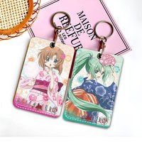 Anime Game When They Cry H-Higurashi Cartoon Access Card Case Holder Keychain Key Ring Door Access Tags ID Card Case Keychain