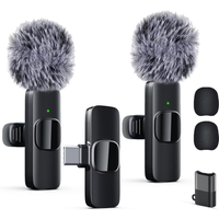 2 Pack Lavalier Microphone for Video Recording, Wireless Mini Microphone for iPhone, iPad, Android, iPhone Mic Crystal Clear