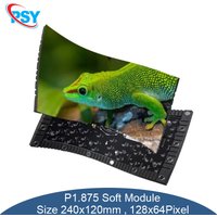 P1.875 LED Soft Full Color Module 240x120mm SMD Lamp 128x64 Pixels HUB75 Interface 32Scan 3840hz RGB Flexible Bendable Display