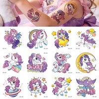 Glitter Small Unicorn Temporary Tattoo Stickers Cartoon Rainbow Horse Pattern Birthday Party Favors,Gifts,Stocking Stuffer