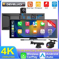 11.26 inch Dash Cam Car DVR 4K Camera Wireless Carplay Android Auto Touch Screen Dual Len Video Recorder Dashboard BT FM AUX GPS