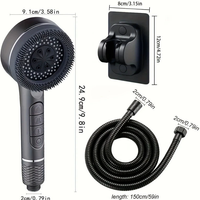4 Modes Self-cleaning Shower Head Set with Silicone Brush One-Key Stop Water Massage High Pressure ABS Showerhead with Filter