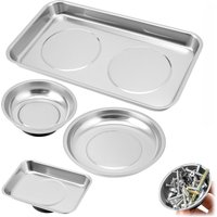 Square Magnetic Stainless Steel Tray Parts Bowl Durable Holder for Auto Mechanic Workshop Prevent Screw Loss Easy Access Tool