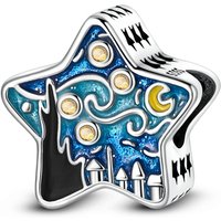 925 Sterling Silver Charms Bead CZ Zircon Five-Pointed Star Starry Sky Dangle Fit Original Bracelet DIY Women Jewelry Gift