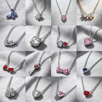 2026 New Heart-Shaped 925 Sterling Silver Elevated Red&Pink&Blue&White Heart Colorful Necklace Lover's Holiday Gift Jewelry