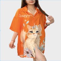 Pajamas MidLength Skirt Homewear Cute Cat Thin Pajamas MidLength Shirt Pajama Skirt