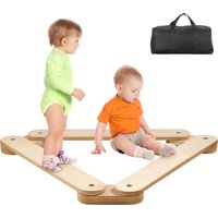 SucceBuy Balance Beam Stepping Stones Indoor & Outdoor Wooden Toddler Balance Boards Montessori Toy for Kids 2-6 Girls Boys Gift