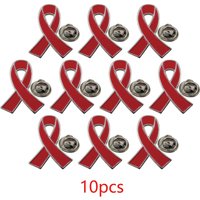 Red Ribbon Pin Lapel Pins HIV/AIDS Awareness Drug Prevention Heart Disease Red Ribbon Brooches Pins Enamel Badges