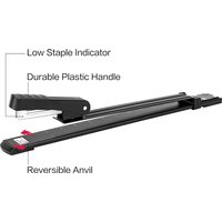 Long Reach Stapler, 25 Sheet Capacity, Long Arm Standard Staplers for Booklet or Book Binding, Black