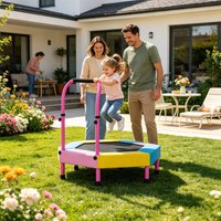 Mini Trampoline For Kids 3FT Foldable Bounce Equipment Trampoline Outdoor With Adjustable Handle For Garden Backyard Lawn