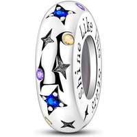 925 Sterling Silver Sparkling Star Stopper Clip Charm CZ Bead Fit Bracelets Necklace Anti Slip Women Fashion Jewelry Accessory