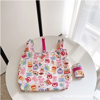 Reusable Japanese Cartoon Print Foldable Lightweight Eco Friendly Fabric Mini Portable Tote Bag For Lunch Box Grocery Gift
