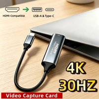 4K 30Hz HD Video Capture Card USB 3.0/Type C to HDMI-Compatible Game Grabber Recorder for iPhone PC Xbox PS4/5 Live Streaming
