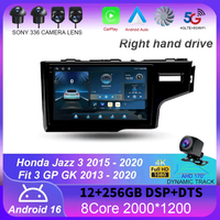 For Honda Jazz 3 2015 - 2020 Fit 3 GP GK 2013 - 2020 Car Radio Multimedia Video Player Navigation Stereo GPS Android 16