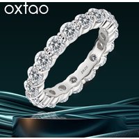 OXTAO Certified Moissanite Eternal Ring 4.0mm 0.3ct D VVS1 for Women 14K Gold Filled Stackable Jewelry Ring Wedding Anniversary