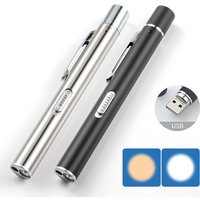 1pc Dual Light Source Penlights Medical EMT Surgical Flashlight USB Chargeable Pen Yellow White Lights In one