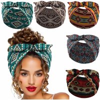 Wide Bohemian Hair Bands Vintage Knot Cotton Stretch Boho Print Headband Hair Accessories Elastic Women Headwrap for Yoga Biker