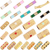 Happy Lucky Heart beads Cylinder Tube, Metal Brass Based , Spacor beads , Bead knotting supplies , men's bead K58 S39