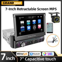 1Din 7'' MP5 Radio Player Manual Folding Touch Screen Multimedia Radio Support FM AM RDS Mirror Link Bluetooth USB SD Car Stereo