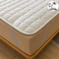 Soft Mattress Cover Quilted Breathable Mattress Protector Anti-Slip Pad Bed Sheet with Straps Hypoallergenic, for All Seasons