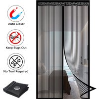 Magnetic Screen Door Curtain, Insect-Proof Mesh Door Curtain, Magnetic Sealing Device for Windows and Doors - Black