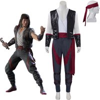 Mortal Kombat 11 Liu Kang Cosplay Costume MK11 Liu Kang Battle Suit Top Vest Pants Set Martial Arts Suit Halloween Outfit