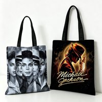 Michael Jackson Canvas Bag Double-sided Tote Bags Harajuku Shopping Pack Foldable Reusable Eco-Friendly Shoulder Pouch Men Gifts