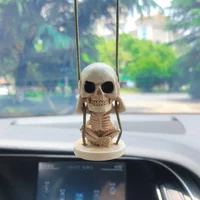 Funny Swing Skeleton Ghost Car Interior Decoration Resin Skeleton Auto Rearview Mirror Pendant For Car Accessories Interior