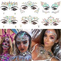 3D Strass Glitzer-Gesichtsaufkleber für Festivals, Glitzer-Make-up Schmuckaufkleber für das Gesicht, Kristalle, Edelsteine, Juwelen, Diamanten Dekorat