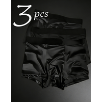 3Pcs Men's Boxer Briefs Ice Sliky Fiber Fabric Panties Satin Luxury Solid Color Cool Breathable Summer Underwear