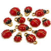 10pcs Stainless Steel Plated18K Gold Enamel Ladybug Wildlife Insects Charm DIY Earrings Necklace Jewelry Making Pendant Supplies