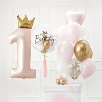 24pcs/set 40inch Princess Crown Number Foil Balloons 1st Birthday Party Decorations Kids Boy Girl One Year Baby Shower Supplies