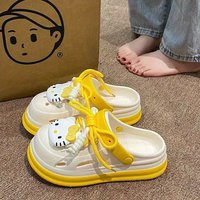 Hello Kitty Printed Clog Shoes Cute Cartoon Breathable Hollow Sandals Lightweight Non Slip Garden Beach Clogs for Women daily