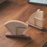 Walnut & Brass Coffee Filter Holder Stand Paper Storage Container for V60 Coffee Filters Stylish Organizer for Pour Over Brewers