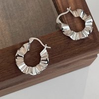 BF CLUB 925 Sterling Silver Vintage Round Strip Earrings For Women Trendy Earring Jewelry Prevent Allergy Party Accessories Gift