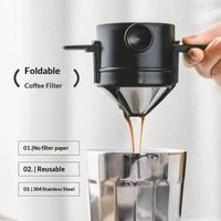 textureFoldable Coffee Filter Cup Portable Dual Layer Mesh Convenient Reusable Dripper for Office Outdoors Hiking