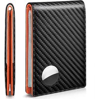 Rfid Carbon Fiber Leather Men Airtag Wallets Purse Credit Card Holder for Air Tag Purse Black Luxury Minimalist Wallet for Men