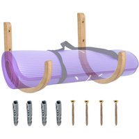 2pcs Yoga Mat Organizer Wooden With Screws Yoga Accessories Exercise Mat Rack For Home Indoor Workout Equipment Resistance