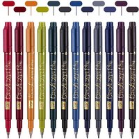 12PCS/Set Retro Calligraphy Pen Brush Markers Signature Lettering Fine Liner Pen Art Marker rawing Manga coloring Design Sketch